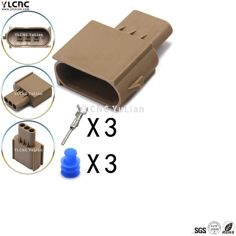 3S4T-14A464-DA YLCNC Brown 3 PIN Car Headlights Plug 